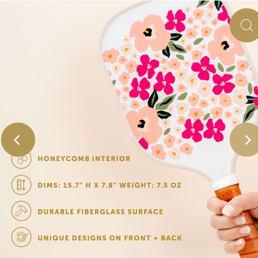 NEW WITH TAGS! THE DARLING EFFECT Pickleball Paddle Lively Flora Pink - Picture 4 of 11